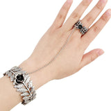 Vintage Rose Flower Finger Bangles Open Slave Chain Link Owl Bracelets