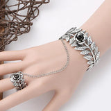 Vintage Rose Flower Finger Bangles Open Slave Chain Link Owl Bracelets