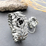 Vintage Rose Flower Finger Bangles Open Slave Chain Link Owl Bracelets