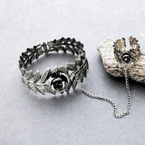 Vintage Rose Flower Finger Bangles Open Slave Chain Link Owl Bracelets