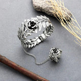 Vintage Rose Flower Finger Bangles Open Slave Chain Link Owl Bracelets