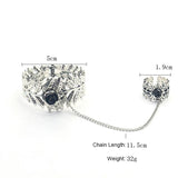 Vintage Rose Flower Finger Bangles Open Slave Chain Link Owl Bracelets