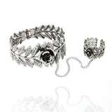 Vintage Rose Flower Finger Bangles Open Slave Chain Link Owl Bracelets