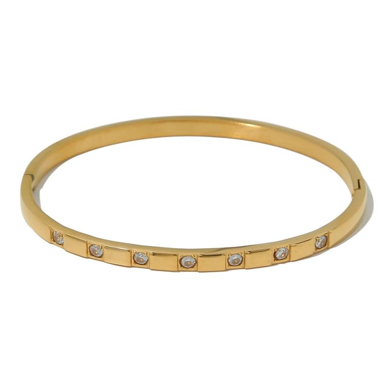Sparkling Zircon Stainless Steel Bangle Bracelet for Women
