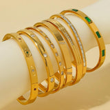 Sparkling Zircon Stainless Steel Bangle Bracelet for Women