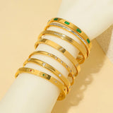 Sparkling Zircon Stainless Steel Bangle Bracelet for Women