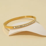 Sparkling Zircon Stainless Steel Bangle Bracelet for Women