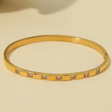 Sparkling Zircon Stainless Steel Bangle Bracelet for Women