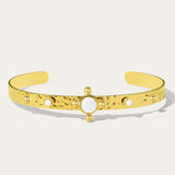 YACHAN Stainless Steel 6MM Bangle Bracelet Natural Stone 14K