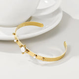 YACHAN Stainless Steel 6MM Bangle Bracelet Natural Stone 14K