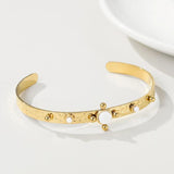 YACHAN Stainless Steel 6MM Bangle Bracelet Natural Stone 14K