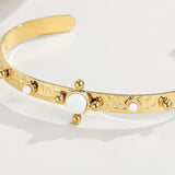 YACHAN Stainless Steel 6MM Bangle Bracelet Natural Stone 14K