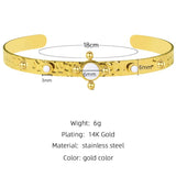 YACHAN Stainless Steel 6MM Bangle Bracelet Natural Stone 14K