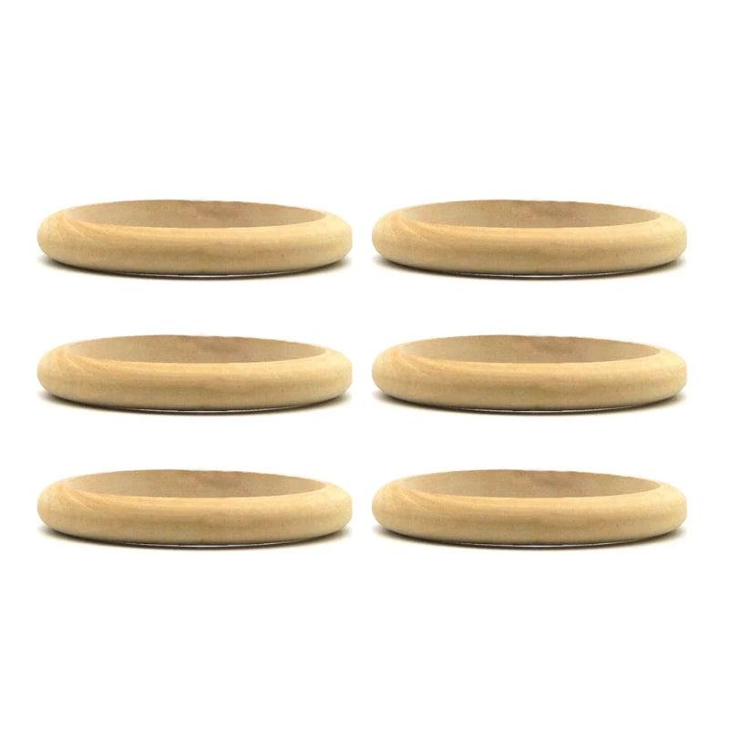 6Pcs Unfinished Blank Wood Bangle Bracelets for DIY Painting Craft Jewelry