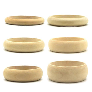 6Pcs Unfinished Blank Wood Bangle Bracelets for DIY Painting Craft Jewelry