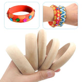 6Pcs Unfinished Blank Wood Bangle Bracelets for DIY Painting Craft Jewelry