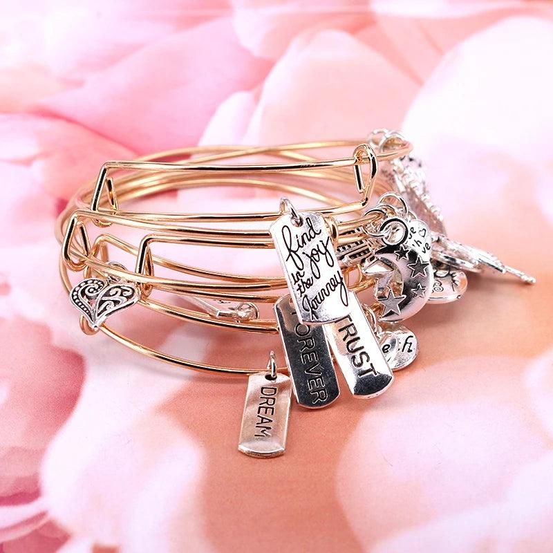 5pcs Bangle Set Hope Dream Forever Trust Charm Bracelets