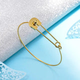 Peri'sbox Safety Pin & Chain Bangles Set Minimalist Titanium Steel Jewelry