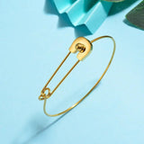 Peri'sbox Safety Pin & Chain Bangles Set Minimalist Titanium Steel Jewelry