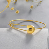 Peri'sbox Safety Pin & Chain Bangles Set Minimalist Titanium Steel Jewelry
