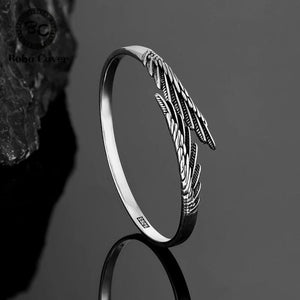 Retro Feather Wings Cuff Bangle Tibetan Silver Adjustable Bracelet