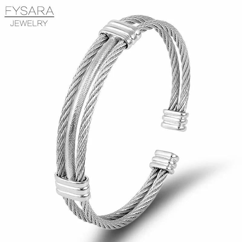 Stainless Steel Charm Bracelets Braided Men Women Sporty Jewelry