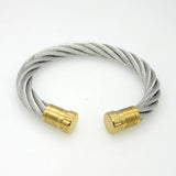 Stainless Steel Wire Twist Cable Cuff Bracelet Men Women Bangle