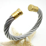 Stainless Steel Wire Twist Cable Cuff Bracelet Men Women Bangle