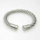 Stainless Steel Wire Twist Cable Cuff Bracelet Men Women Bangle