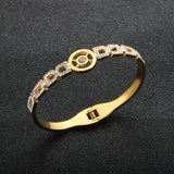 Geometric Clay CZ Crystal Bracelets Roman Numerals Bangles for Women Men
