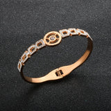 Geometric Clay CZ Crystal Bracelets Roman Numerals Bangles for Women Men