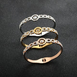 Geometric Clay CZ Crystal Bracelets Roman Numerals Bangles for Women Men