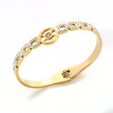 Geometric Clay CZ Crystal Bracelets Roman Numerals Bangles for Women Men