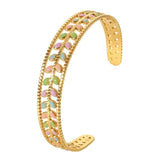 Youthway Stainless Steel Bangle- Green Metal Golden Charm