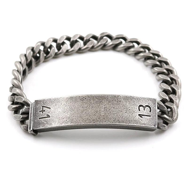 Stainless Steel Antique Link Chain Bracelet for Men Punk Style