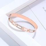 Zircon Chain Shape Bracelet Stainless Steel Woman Bangle Jewelry