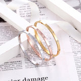 4mm Zircon Inlaid Bangle Bracelet, Stainless Steel, Wedding Party Jewelry