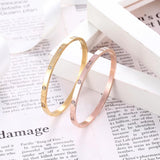 4mm Zircon Inlaid Bangle Bracelet, Stainless Steel, Wedding Party Jewelry