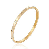 4mm Zircon Inlaid Bangle Bracelet, Stainless Steel, Wedding Party Jewelry