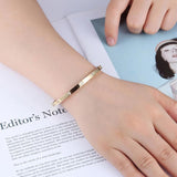 4mm Zircon Inlaid Bangle Bracelet, Stainless Steel, Wedding Party Jewelry