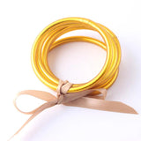 Buddhist Charm Bracelet Set 5Pcs 6mm Thin Symbol Silicone Bangle Lucky Gift