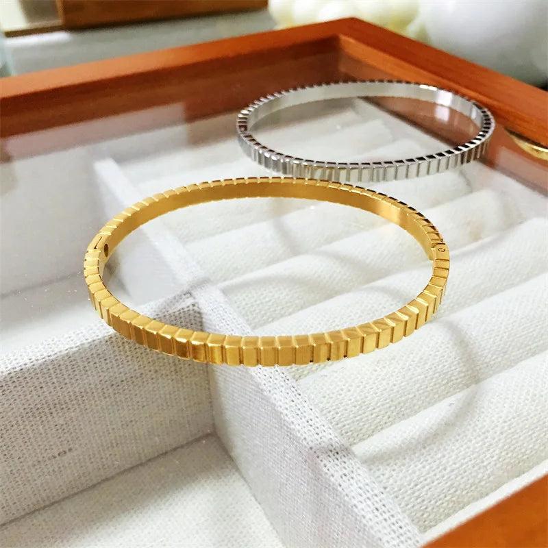 Punk Silver Bangles Stainless Steel Metal Bracelets Bohemian Jewelry