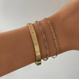 Zircon Star Inlaid Stainless Steel Bracelet for Women