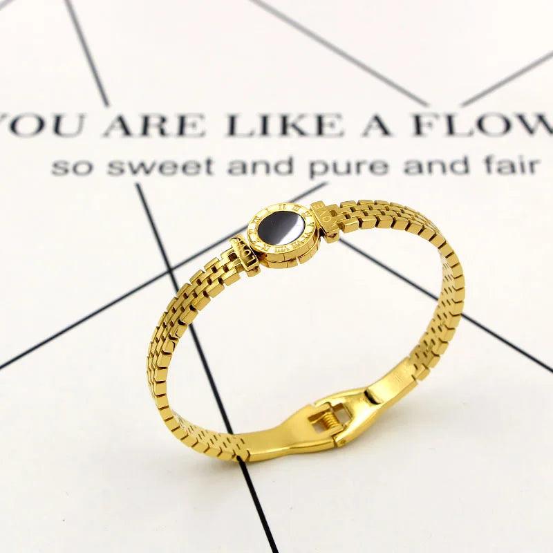 Roman Digital Round Bracelet Tide Female Titanium Steel Bracelet