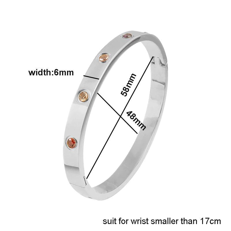 Colorful Crystal Open Cuff Bracelet - Stainless Steel