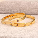 Colorful Crystal Open Cuff Bracelet - Stainless Steel