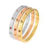 Colorful Crystal Open Cuff Bracelet - Stainless Steel