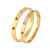 Colorful Crystal Open Cuff Bracelet - Stainless Steel