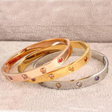 Colorful Crystal Open Cuff Bracelet - Stainless Steel