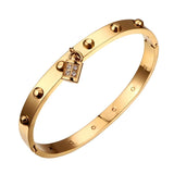 Crystal Rhinestone Lock Bracelet Bangle Stainless Steel Cuff Bangles Jewelry